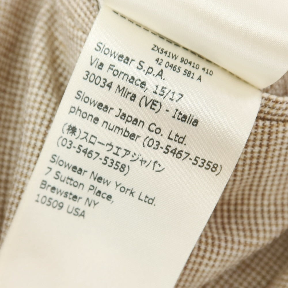 [Used] INCOTEX Rayon Cotton Polyester Linen Check Casual Slacks Pants Brown x White [46L] [Condition Rank A] [Men&