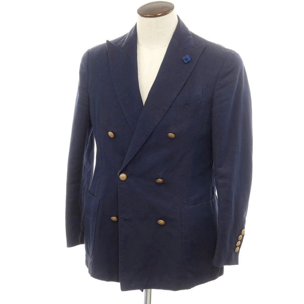 【中古】ラルディーニ LARDINI リネンコットン ダブルジャケット ネイビー系【 48 】【 状態ランクB 】【 メンズ 】