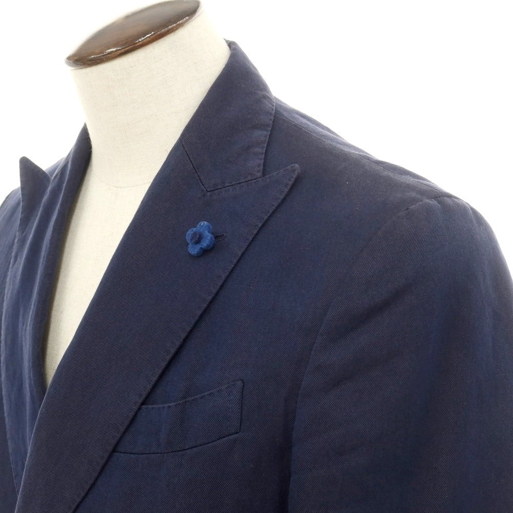 【中古】ラルディーニ LARDINI リネンコットン ダブルジャケット ネイビー系【 48 】【 状態ランクB 】【 メンズ 】