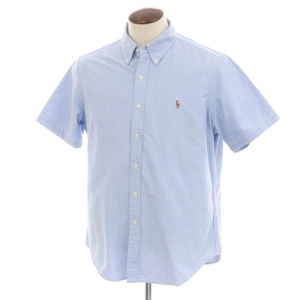 【中古】ラルフローレン RALPH LAUREN コットン オックスフォード ボタンダウン 半袖シャツ ライトブルー【 L 】【 状態ランクB 】【 メンズ 】