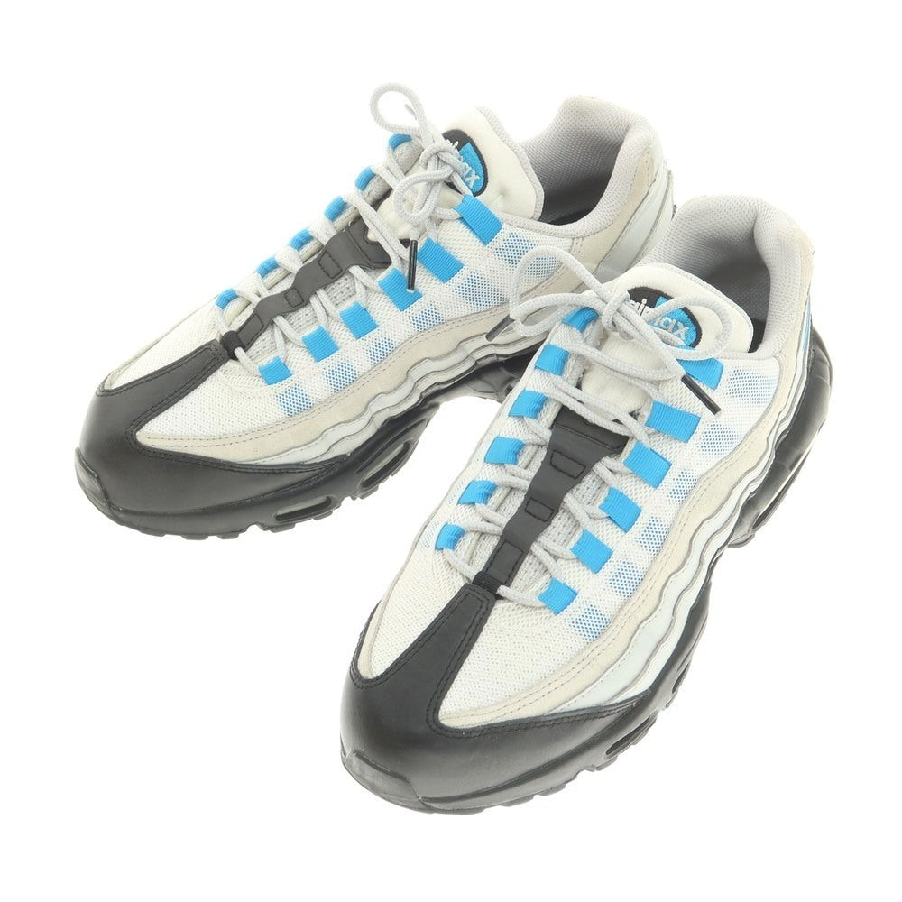 【中古】ナイキ NIKE AIR MAX 95 スニーカー オフホワイトxブラック×ブルー【 28cm 】【 状態ランクB 】【 メンズ 】