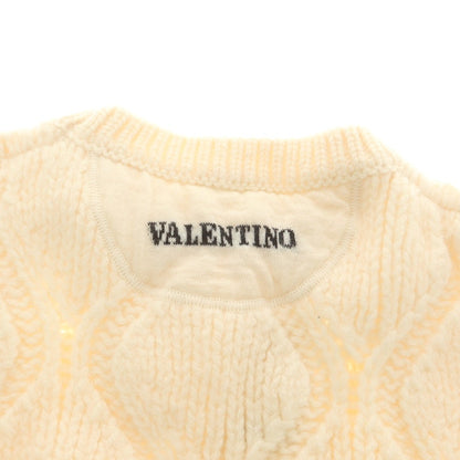 【中古】ヴァレンティノ VALENTINO ローゲージ ウール クルーネック プルオーバーニット オフホワイト【 M 】【 状態ランクB 】【 メンズ 】