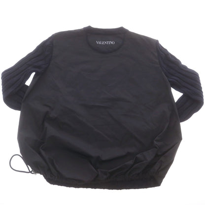 【中古】ヴァレンティノ VALENTINO ウール×ポリエステル クルーネック プルオーバーニット ネイビーxブラック【 S 】【 状態ランクB 】【 メンズ 】