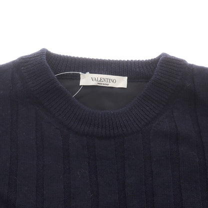 【中古】ヴァレンティノ VALENTINO ウール×ポリエステル クルーネック プルオーバーニット ネイビーxブラック【 S 】【 状態ランクB 】【 メンズ 】