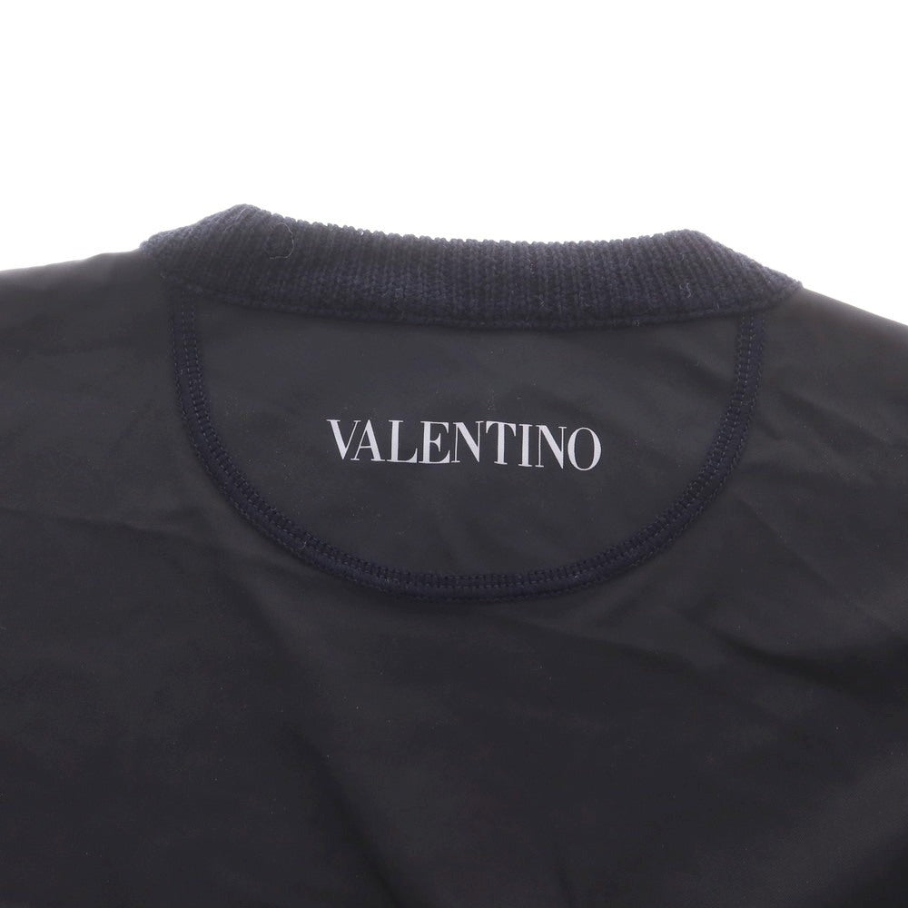 【中古】ヴァレンティノ VALENTINO ウール ポリエステル クルーネック プルオーバーニット ネイビーxブラック【サイズS】【 状態ランクB 】【 メンズ 】 [DPD]
