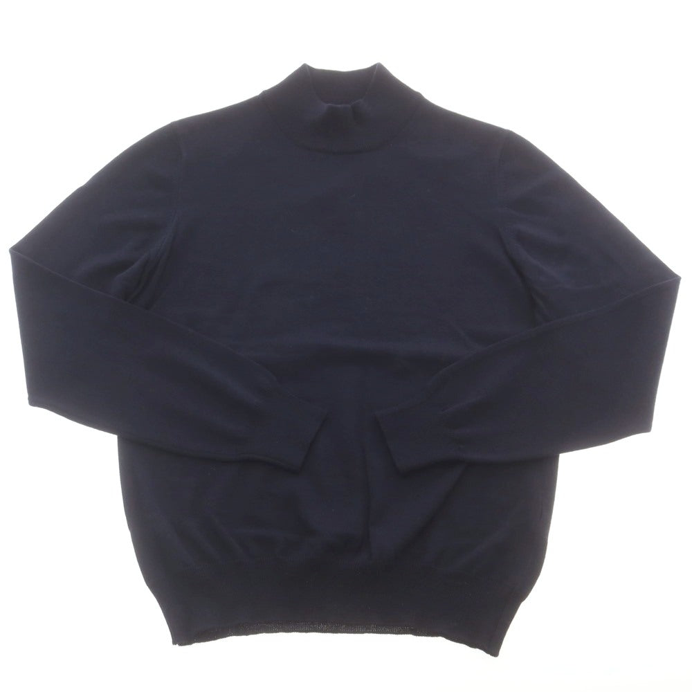 【中古】グランサッソ GRAN SASSO ハイゲージ ウール モックネック プルオーバーニット ネイビー【 48 】【 状態ランクB 】【 メンズ 】