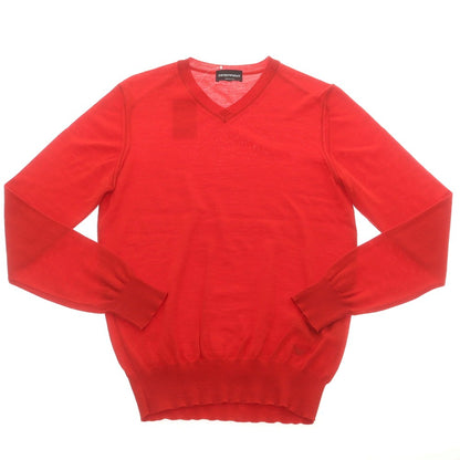 【中古】エンポリオ アルマーニ EMPORIO ARMANI ハイゲージ ウール Vネック プルオーバーニット レッド【 48 】【 状態ランクB 】【 メンズ 】
