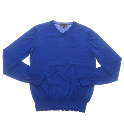 【中古】エンポリオ アルマーニ EMPORIO ARMANI ハイゲージ ウール Vネック プルオーバーニット ブルー【 48 】【 状態ランクB 】【 メンズ 】