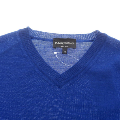 【中古】エンポリオ アルマーニ EMPORIO ARMANI ハイゲージ ウール Vネック プルオーバーニット ブルー【 48 】【 状態ランクB 】【 メンズ 】