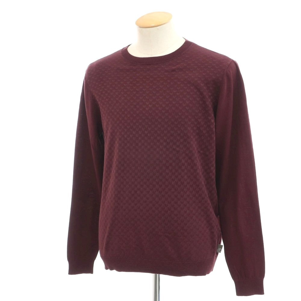 [Used] ARMANI COLLEZIONI High Gauge Cotton Crew Neck Pullover Knit Bordeaux [48] [Condition Rank C] [Men&