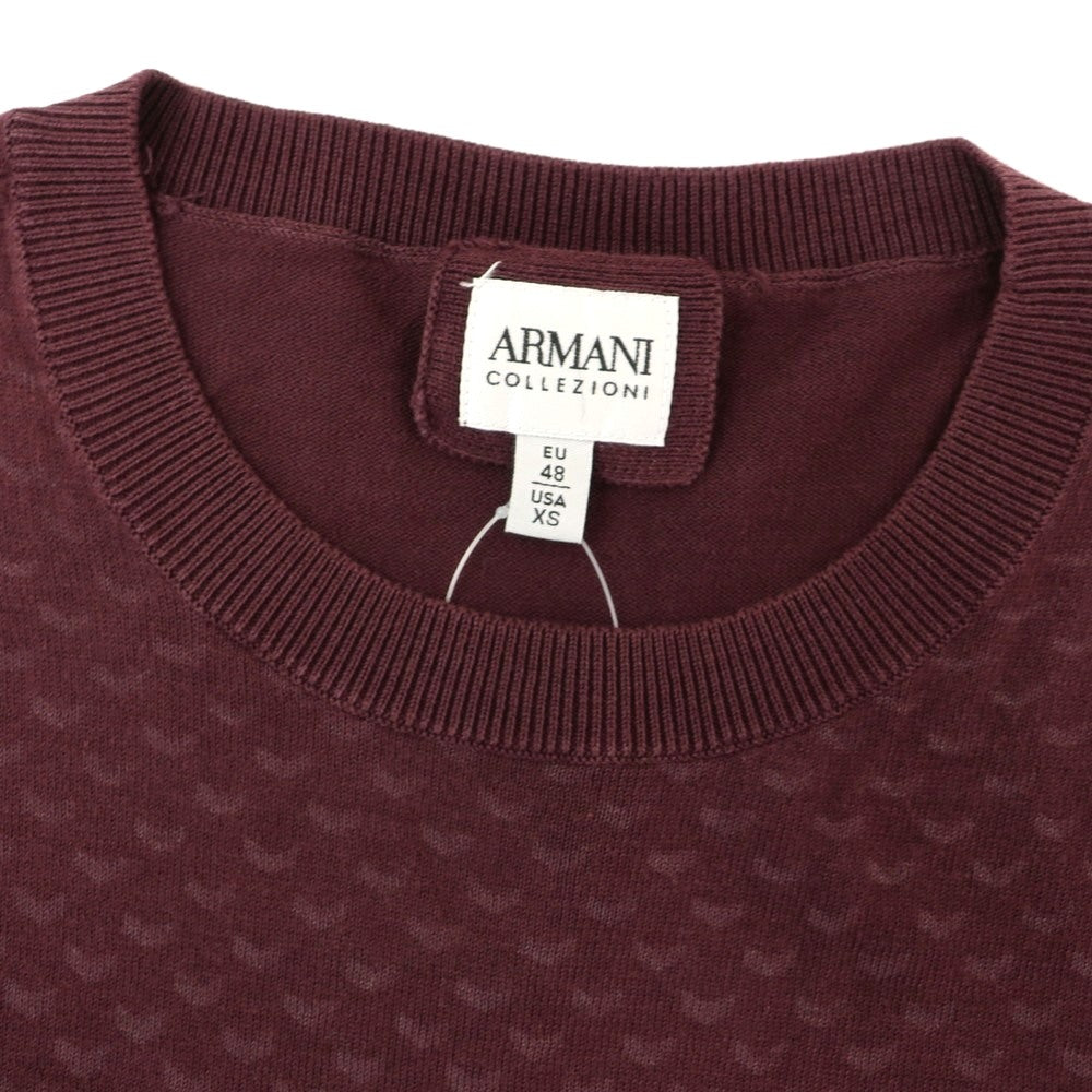 [Used] ARMANI COLLEZIONI High Gauge Cotton Crew Neck Pullover Knit Bordeaux [48] [Condition Rank C] [Men&