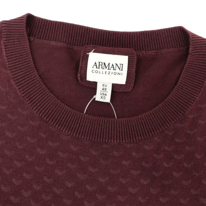 [Used] ARMANI COLLEZIONI High Gauge Cotton Crew Neck Pullover Knit Bordeaux [48] [Condition Rank C] [Men&