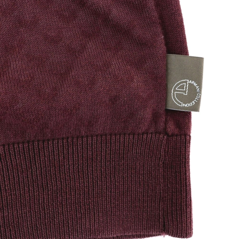 [Used] ARMANI COLLEZIONI High Gauge Cotton Crew Neck Pullover Knit Bordeaux [48] [Condition Rank C] [Men&