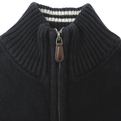 [Used] Tommy Hilfiger Mid-gauge Cotton Stand Collar Zip-up Cardigan Black Navy [M] [Condition Rank B] [Men&