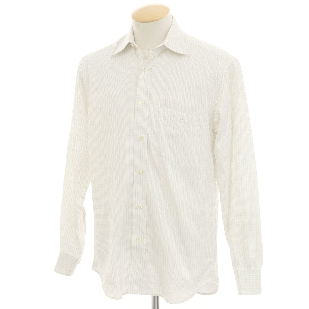 【中古】ダンヒル Dunhill コットン系 チェック レギュラーカラー ドレスシャツ ホワイトxベージュ【 S 】【 状態ランクB 】【 メンズ 】 [DPD]