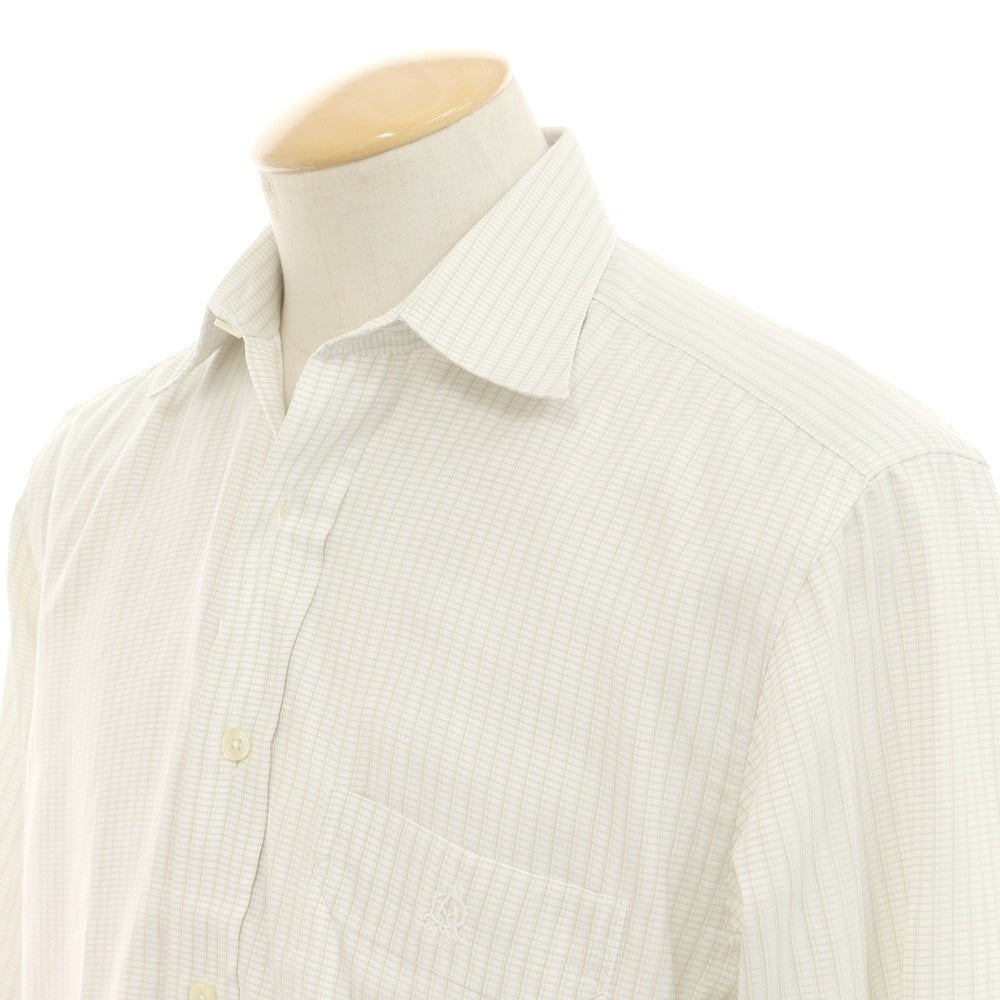 【中古】ダンヒル Dunhill コットン系 チェック レギュラーカラー ドレスシャツ ホワイトxベージュ【 S 】【 状態ランクB 】【 メンズ 】 [DPD]