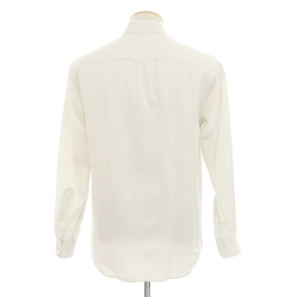 【中古】ダンヒル Dunhill コットン系 チェック レギュラーカラー ドレスシャツ ホワイトxベージュ【 S 】【 状態ランクB 】【 メンズ 】 [DPD]