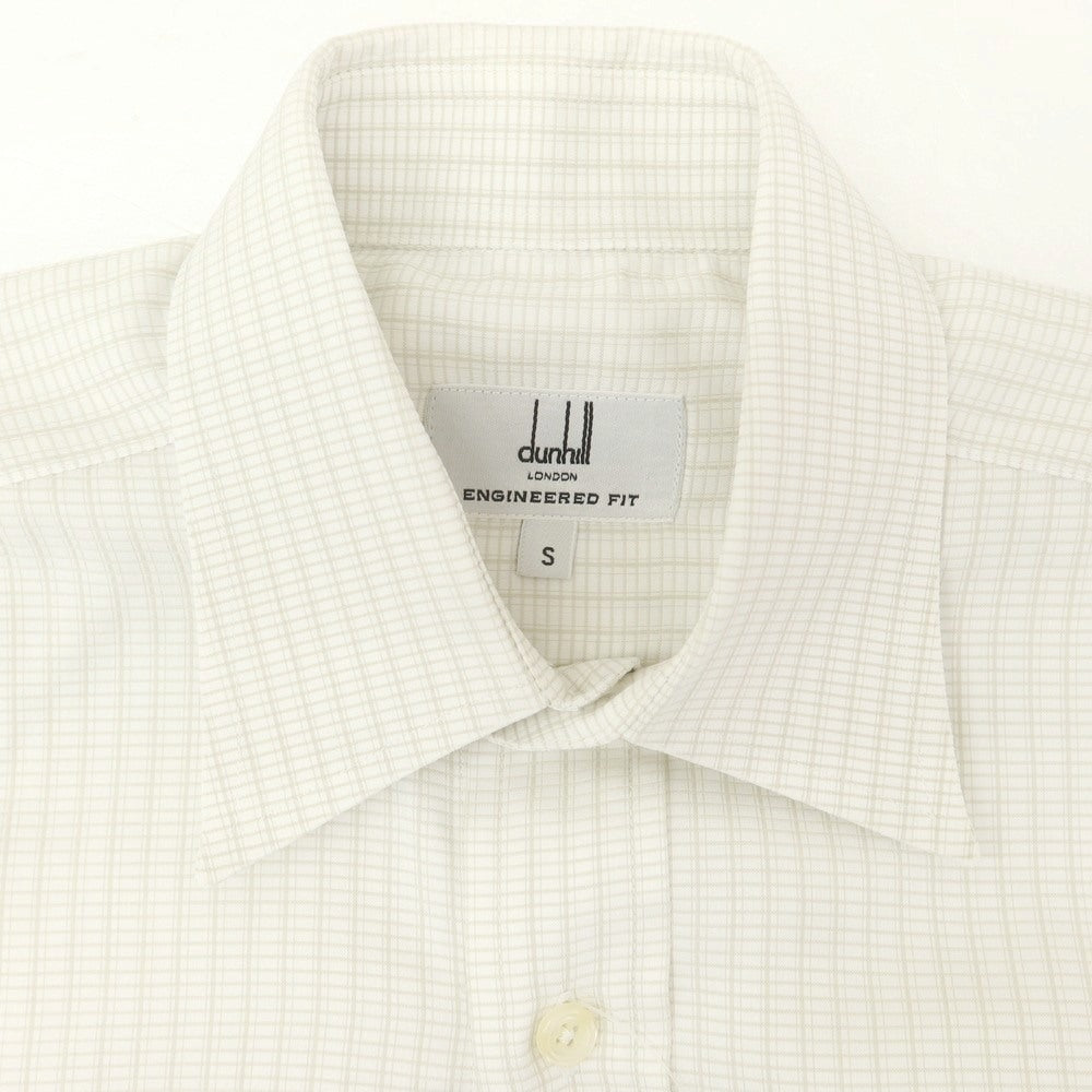 【中古】ダンヒル Dunhill コットン系 チェック レギュラーカラー ドレスシャツ ホワイトxベージュ【 S 】【 状態ランクB 】【 メンズ 】 [DPD]