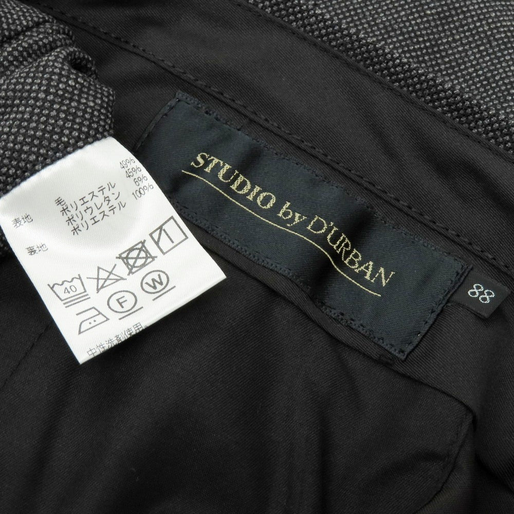 【中古】ダーバン D’URBAN ストレッチ ウールポリエステル ドレススラックスパンツ ブラックxグレー【サイズ88】【 状態ランクB 】【 メンズ 】 [CPD]