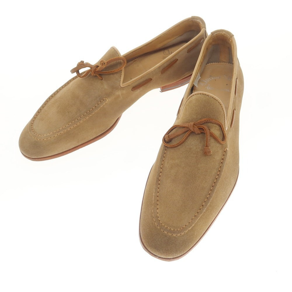 【中古】サントーニ Santoni スエード リボン ローファー ライトブラウン【 8 】【 状態ランクC 】【 メンズ 】