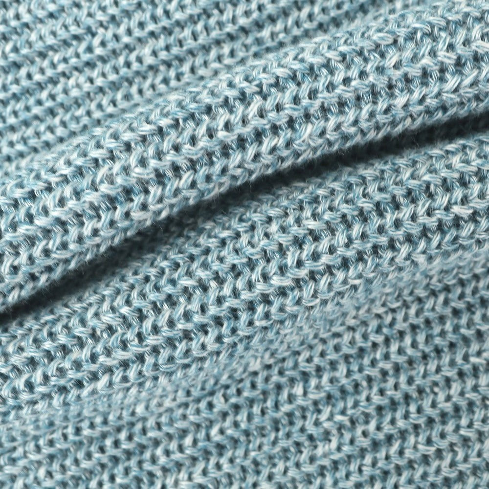 [Used] GRAN SASSO Mid-gauge linen cotton V-neck pullover knit Light blue x navy [46] [Condition rank A] [Men&