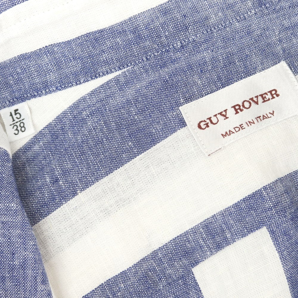 [Used] GUY ROVER Linen cotton striped wide collar casual shirt Navy x white [38] [Condition rank B] [Men&