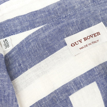 [Used] GUY ROVER Linen cotton striped wide collar casual shirt Navy x white [38] [Condition rank B] [Men&