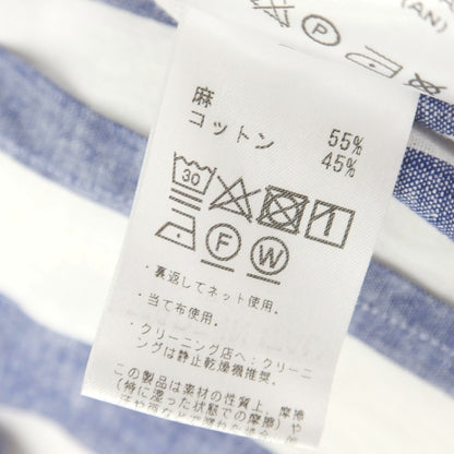 [Used] GUY ROVER Linen cotton striped wide collar casual shirt Navy x white [38] [Condition rank B] [Men&