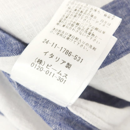 [Used] GUY ROVER Linen cotton striped wide collar casual shirt Navy x white [38] [Condition rank B] [Men&