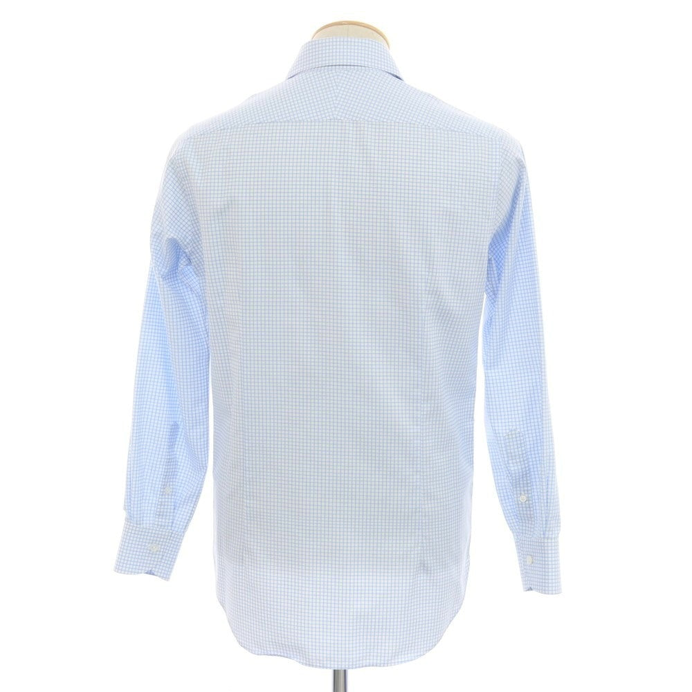 [Used] BEAMS F Cotton Check Wide Collar Dress Shirt Light Blue x White [38] [Condition Rank B] [Men&