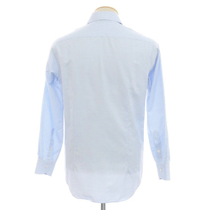 [Used] BEAMS F Cotton Check Wide Collar Dress Shirt Light Blue x White [38] [Condition Rank B] [Men&
