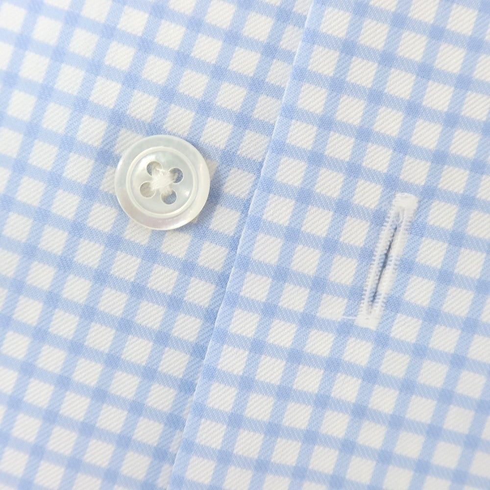 [Used] BEAMS F Cotton Check Wide Collar Dress Shirt Light Blue x White [38] [Condition Rank B] [Men&