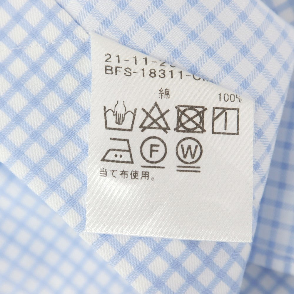 [Used] BEAMS F Cotton Check Wide Collar Dress Shirt Light Blue x White [38] [Condition Rank B] [Men&