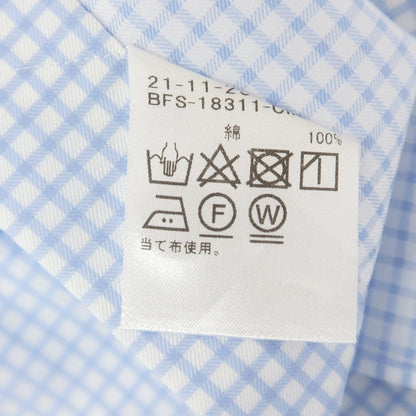 [Used] BEAMS F Cotton Check Wide Collar Dress Shirt Light Blue x White [38] [Condition Rank B] [Men&