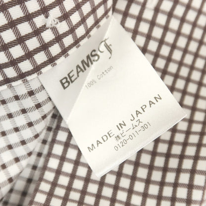 [Used] BEAMS F Cotton Check Wide Collar Dress Shirt Brown x White [38] [Condition Rank B] [Men&