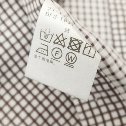 [Used] BEAMS F Cotton Check Wide Collar Dress Shirt Brown x White [38] [Condition Rank B] [Men&