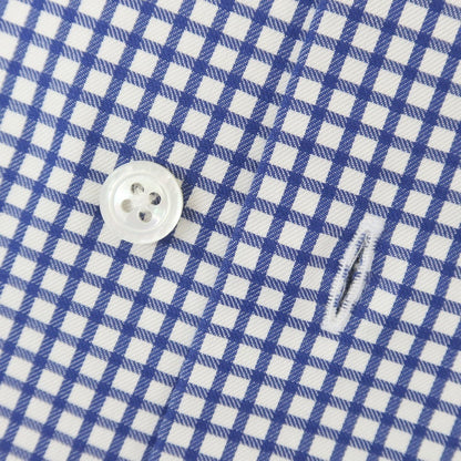 [Used] BEAMS F Cotton Check Wide Collar Dress Shirt Navy x White [38] [Condition Rank B] [Men&