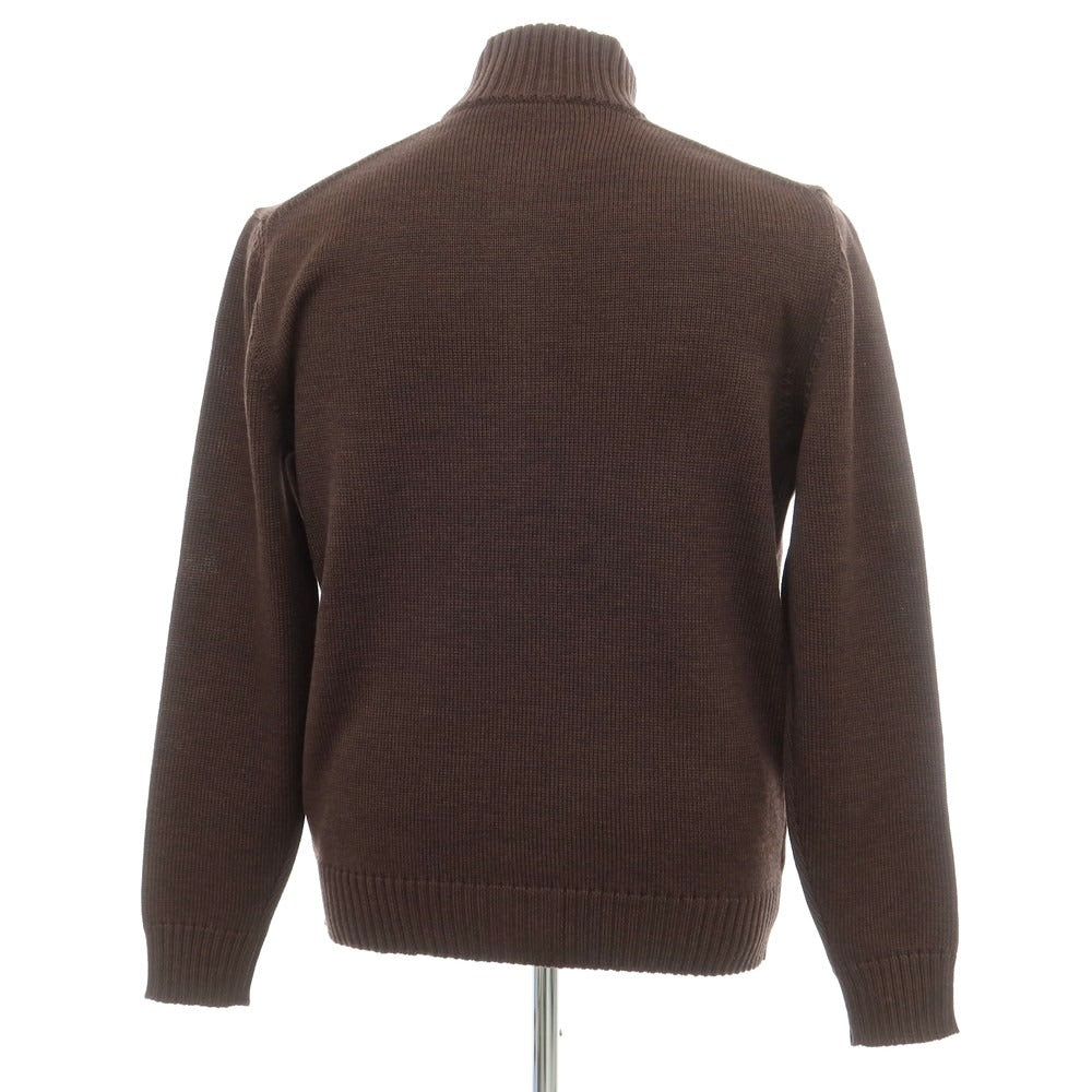 [New] ZANONE CHIOTO Kyoto mid-gauge wool stand-up collar cardigan, melange brown [52] [Condition rank N] [Men&