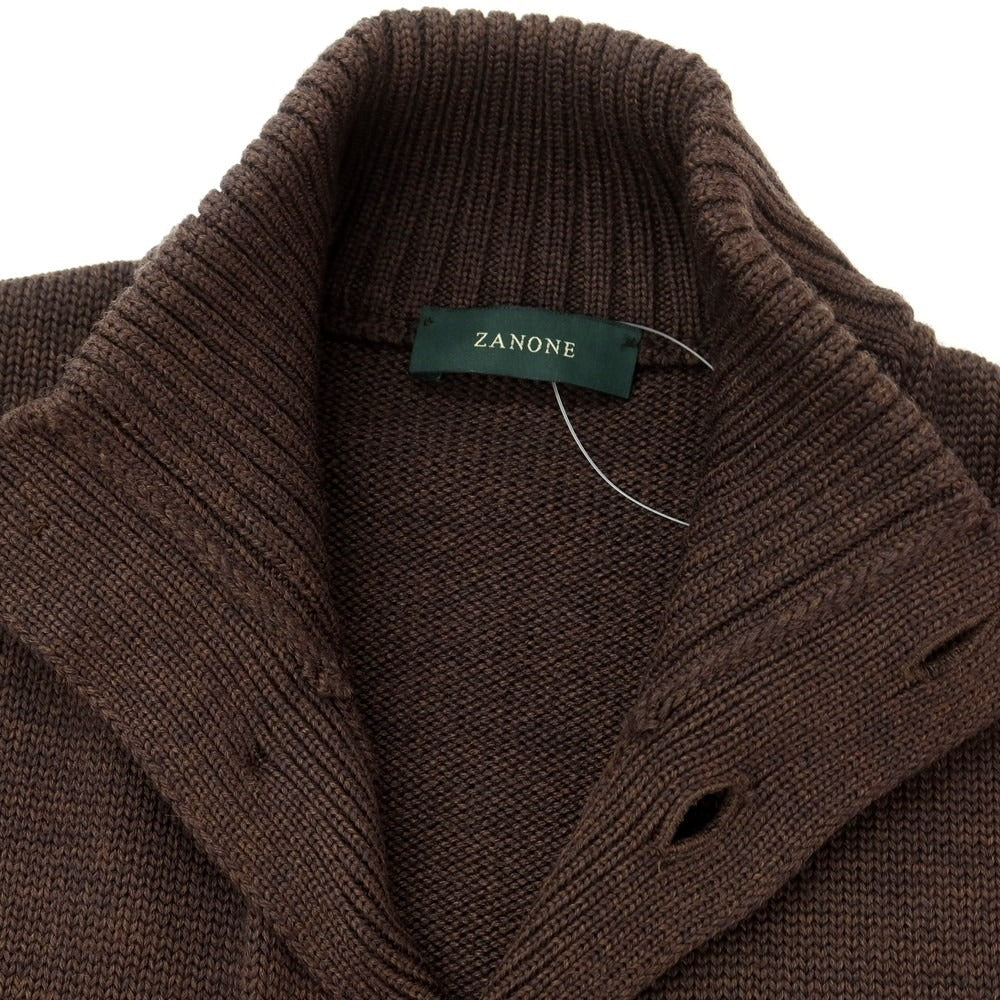 [New] ZANONE CHIOTO Kyoto mid-gauge wool stand-up collar cardigan, melange brown [52] [Condition rank N] [Men&