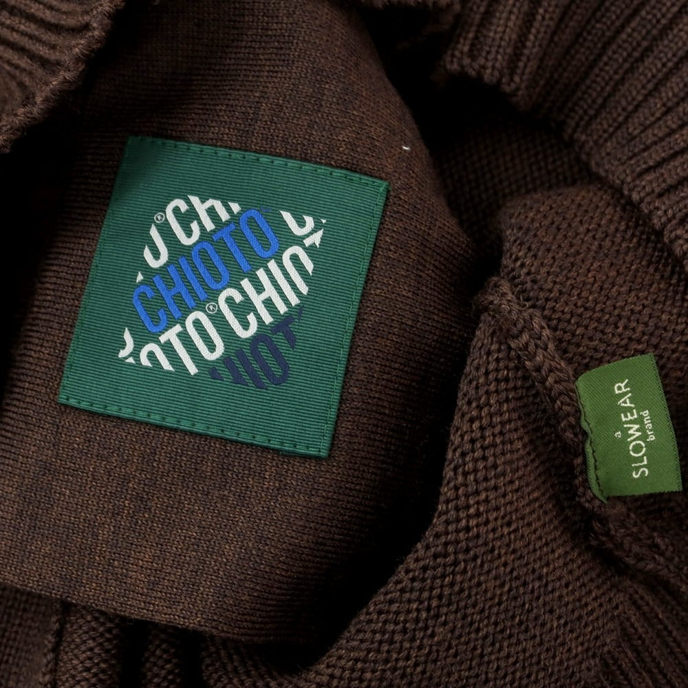 [New] ZANONE CHIOTO Kyoto mid-gauge wool stand-up collar cardigan, melange brown [52] [Condition rank N] [Men&