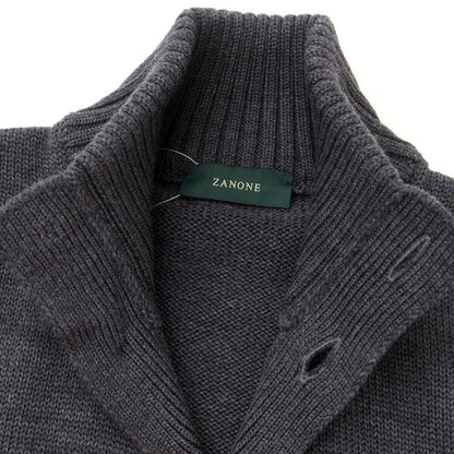 [New] ZANONE CHIOTO Kyoto mid gauge wool stand collar cardigan, dark grey [48] [Condition Rank N] [Men&