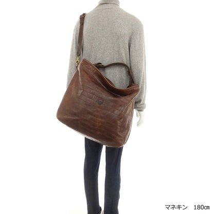 [Used] Felisi Crocodile-embossed leather shoulder bag, brown [Condition: B] [Men&