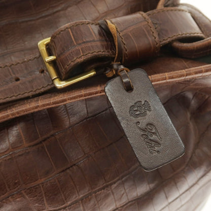 [Used] Felisi Crocodile-embossed leather shoulder bag, brown [Condition: B] [Men&