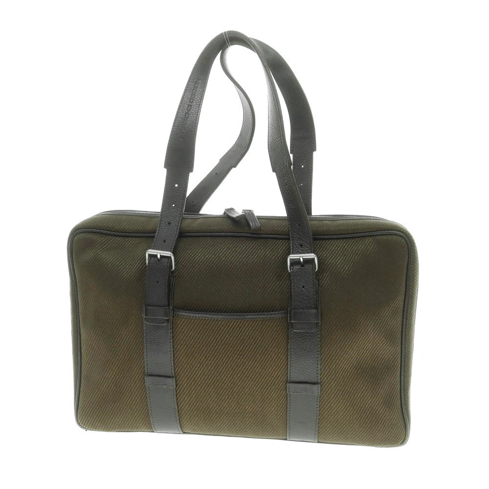 【中古】ポルシェデザイン Porsche Design ツイルキャンバス ブリーフケース ダークオリーブxダークブラウン【 状態ランクC 】【 メンズ 】