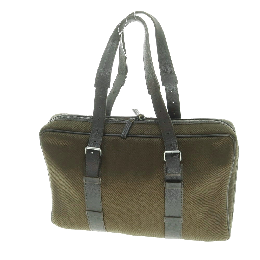 【中古】ポルシェデザイン Porsche Design ツイルキャンバス ブリーフケース ダークオリーブxダークブラウン【 状態ランクC 】【 メンズ 】