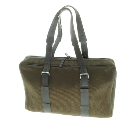 [Used] Porsche Design Twill Canvas Briefcase Dark Olive x Dark Brown [Condition Rank C] [Men&