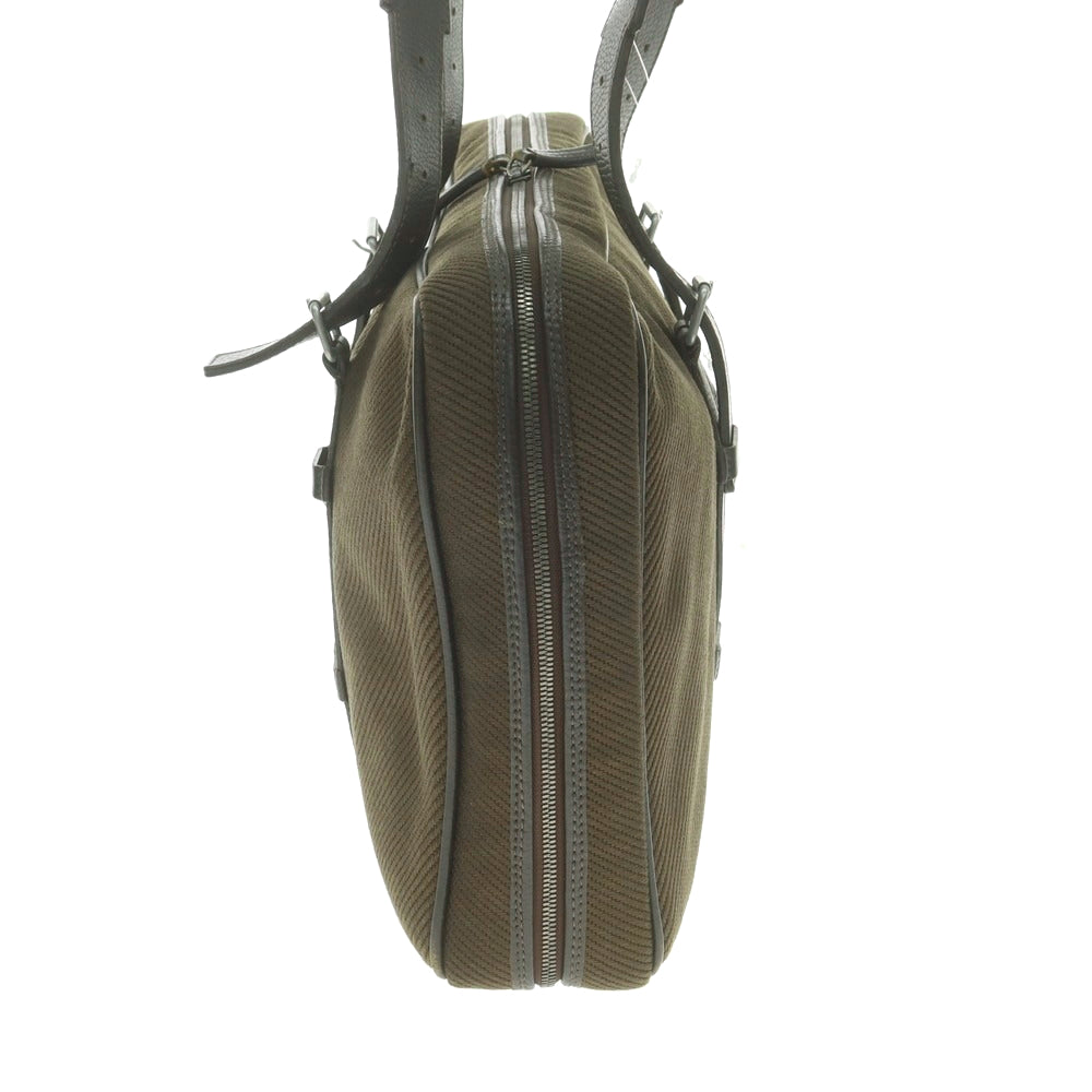 [Used] Porsche Design Twill Canvas Briefcase Dark Olive x Dark Brown [Condition Rank C] [Men&