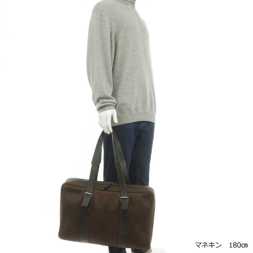[Used] Porsche Design Twill Canvas Briefcase Dark Olive x Dark Brown [Condition Rank C] [Men&