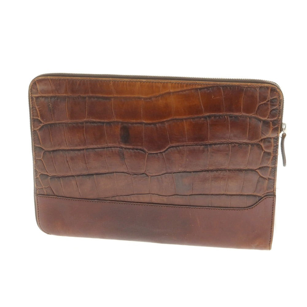 [Used] Daniel &amp;amp; Bob Crocodile-embossed leather clutch bag, brown [Condition: C] [Men&