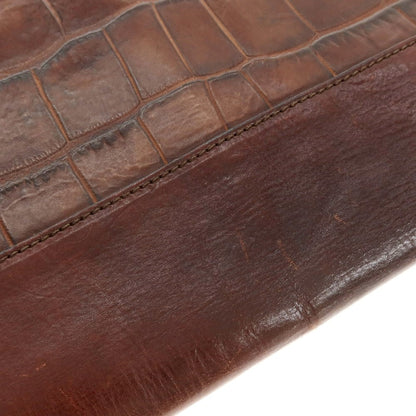 【中古】ダニエルアンドボブ Daniel &amp; Bob クロコダイル型押しレザー クラッチバッグ ブラウン【 状態ランクC 】【 メンズ 】
